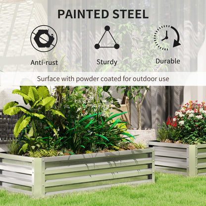 Outsunny Raised Beds for Garden, Galvanized Outdoor Planters, for Herbs and Vegetables, Use for Patio, Backyard, Balcony, Silver