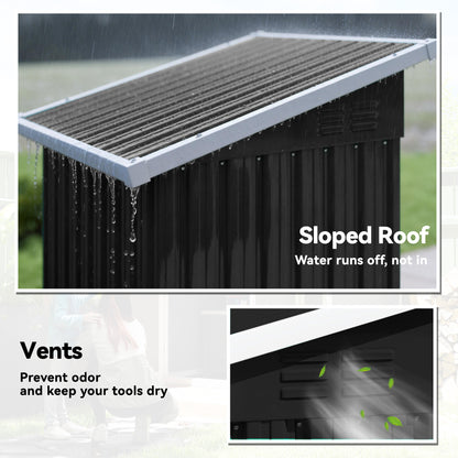 Outsunny 3.5 x 3 ft Outdoor Storage Shed with Sloping Roof, Lockable Door, 2 Vents and Gloves for Garden, Dark Grey