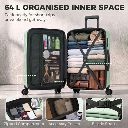 HOMCOM 26Inch 65cm Suitcase, ABS Hard Shell Checked Luggage with TSA Lock, Spinner Wheels, Telescopic Handle, Green
