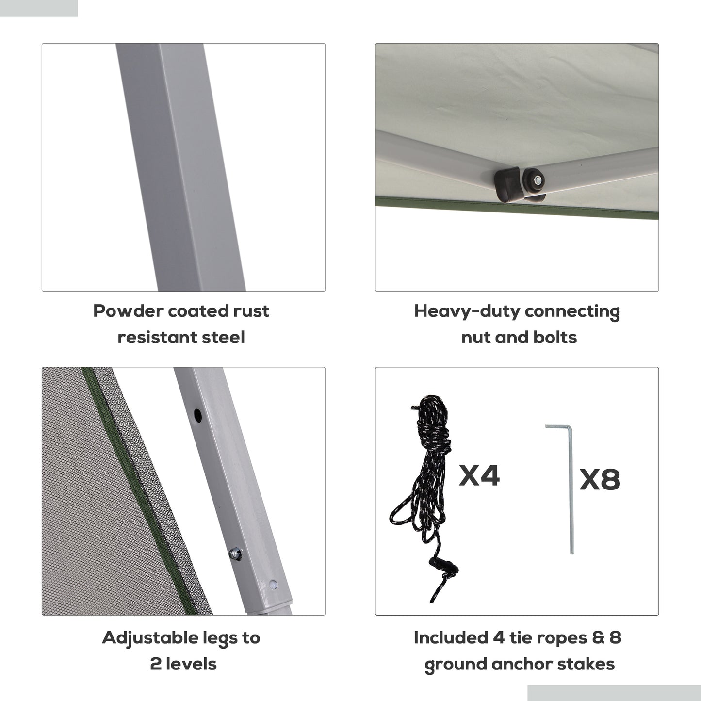Namiot ogrodowy Outsunny Outdoor z baldachimem, składany, z regulowaną wysokością, siatką, ścianami bocznymi, 3,5 m, podstawa 3,5 m / góra 3 m, kolor zielony