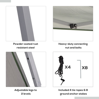 Namiot ogrodowy Outsunny Outdoor z baldachimem, składany, z regulowaną wysokością, siatką, ścianami bocznymi, 3,5 m, podstawa 3,5 m / góra 3 m, kolor zielony