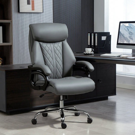 HOMCOM Super Padded Faux Leather Office Chair - Charcoal Grey