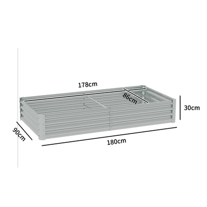 Donica otwarta Outsunny 180 x 90 cm ze stali ocynkowanej – srebrna