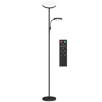 Lampa stojąca HOMCOM LED do salonu, bezstopniowo ściemniana, lampa do czytania dla matki i dziecka, 4 tryby scen, temperatura barwowa 2700K–6500K, 4 poziomy jasności, pilot zdalnego sterowania