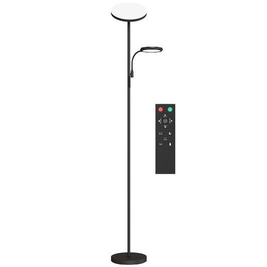 Lampa stojąca HOMCOM LED do salonu, bezstopniowo ściemniana, lampa do czytania dla matki i dziecka, 4 tryby scen, temperatura barwowa 2700K–6500K, 4 poziomy jasności, pilot zdalnego sterowania