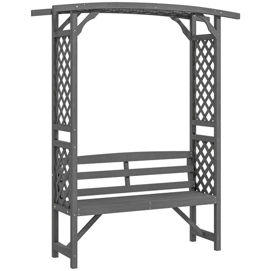 Outsunny Garden Bench, drewniana altana ogrodowa z siedziskiem dla winorośli/roślin pnących, szara