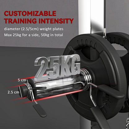 SPORTNOW Power Cage Power Rack with 15-Level Squat Rack, Cable Pulley System, Lat Pulldown & Pull Up Bar