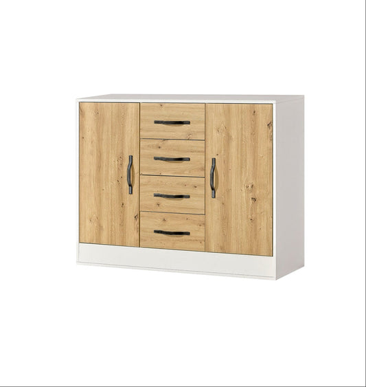 SPACEO Sideboard 120 / Oak Artisan / Black Handles