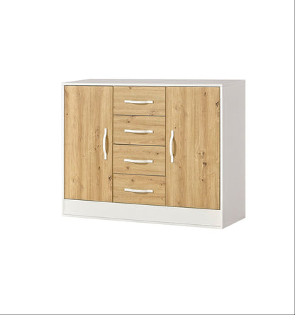 SPACEO Sideboard 120 / Oak Artisan / White Handles