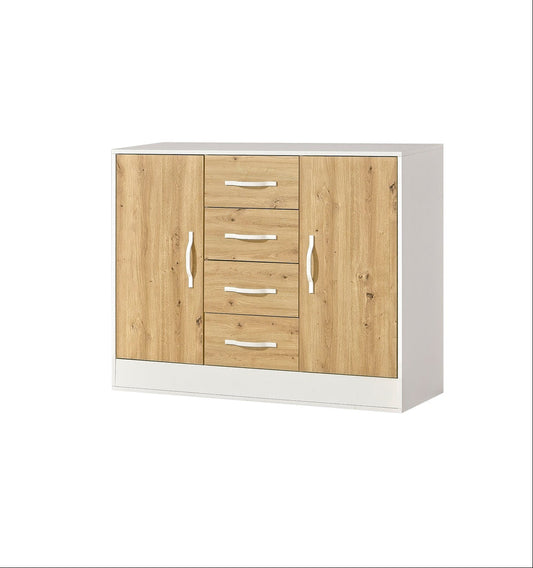 SPACEO Sideboard 120 / Oak Artisan / White Handles