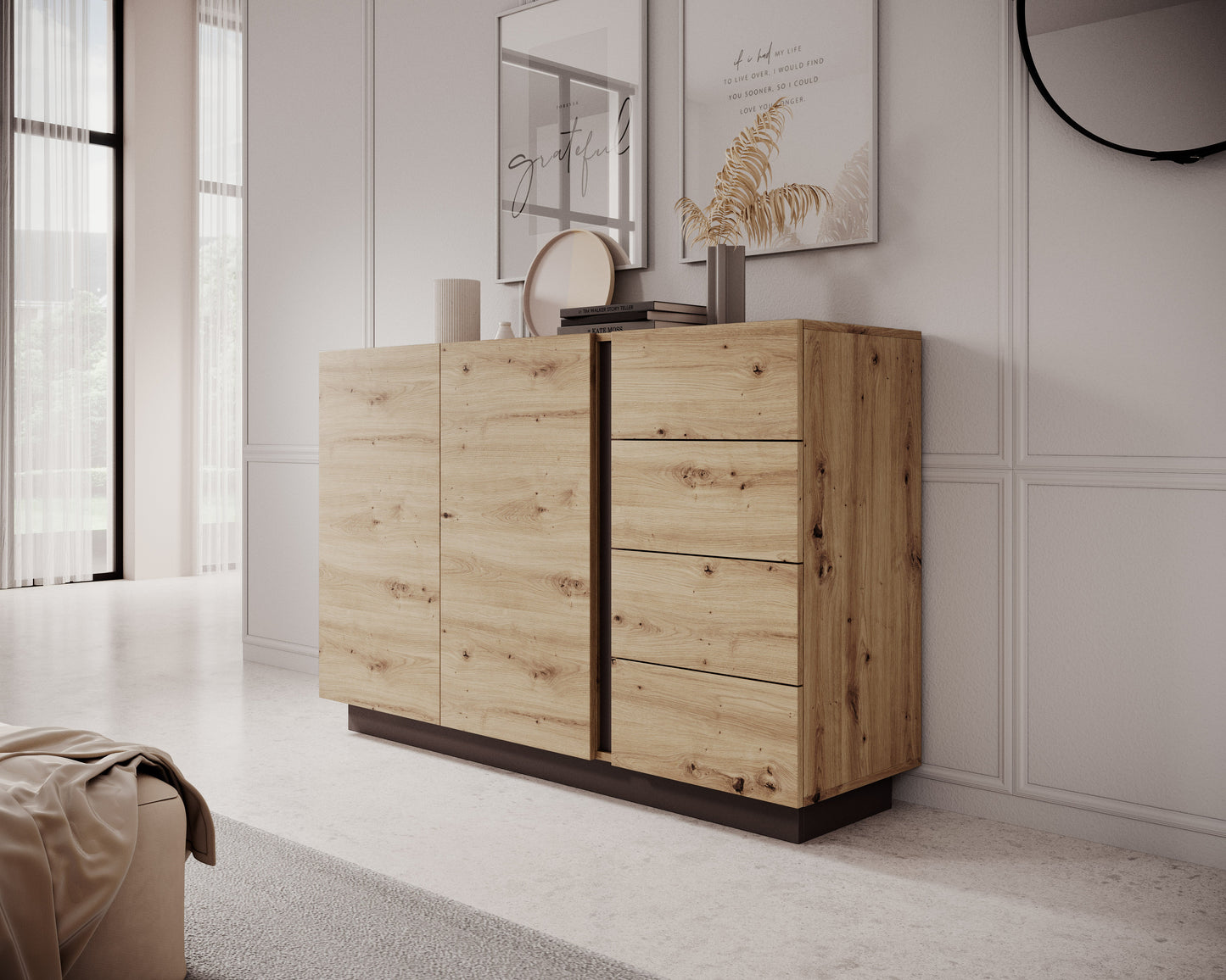 Chest of Drawers 2D4S ARCO Oak Artisan / Grey
