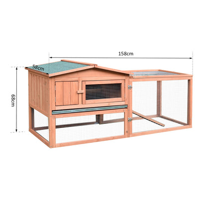 Pawhut 2 Floor Wooden Rabbit Hutch Bunny Cage House Chicken Coop Outdoor Garden Backyard 158 x 58 x 68 cm