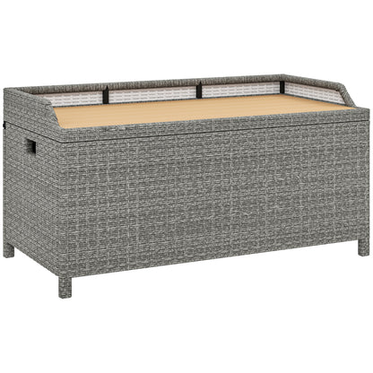 Outsunny 130 L Rattanowy pojemnik ogrodowy z siedziskiem - szary