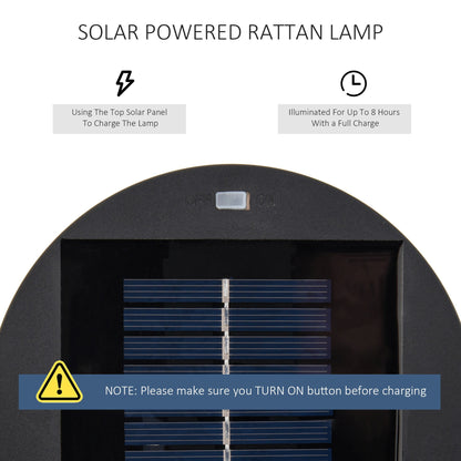 مصابيح خارجية تعمل بالطاقة الشمسية من Outsunny Patio Garden PE Rattan تعمل بالطاقة الشمسية من الراتنج المنسوج، تشغيل/إيقاف تلقائي، بني