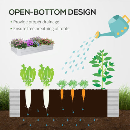 Outsunny Raised Garden Bed with Greenhouse, Steel Planter Box with Plastic Cover, Roll Up Window, Dual Use for Flowers, Vegetables, Fruits, Clear