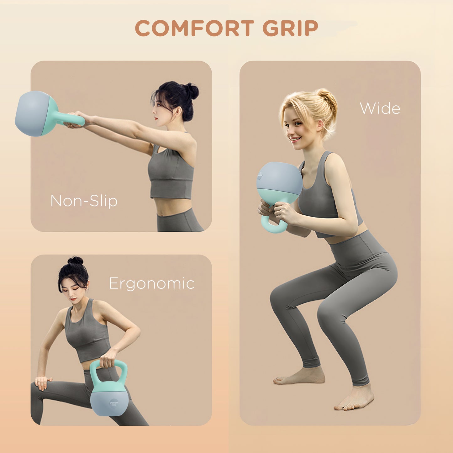 SPORTNOW 4KG Kettlebell, miękki Kettle Bell z antypoślizgową rączką do podnoszenia ciężarów w domowej siłowni i treningu siłowego