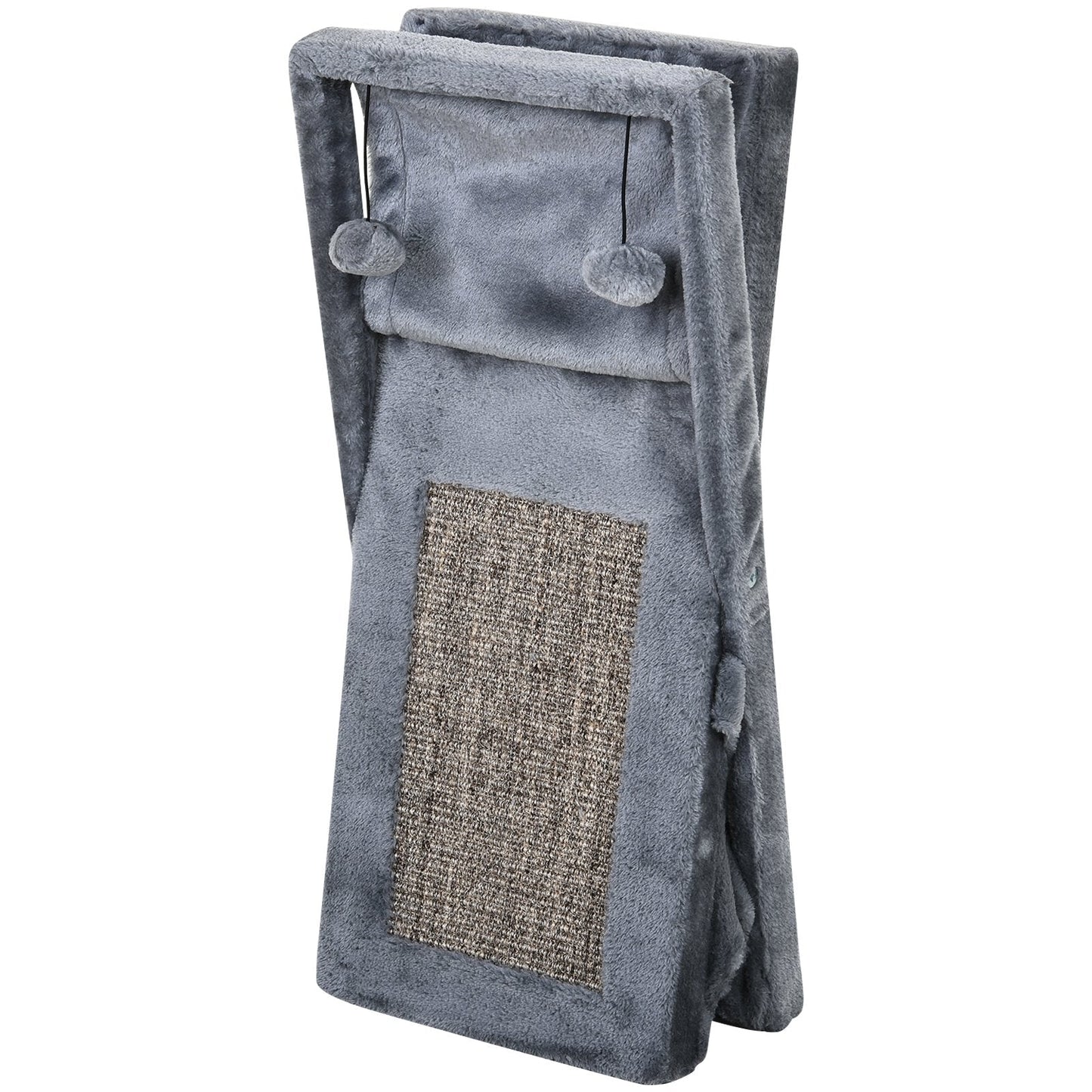 PawHut Two Tier Cat Tree Tower Scratching Post, 50L x 32W x 65Hcm-Grey