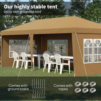 Altana Outsunny 3 x 6m Pop-Up, ze ścianami demontowalnymi - Khaki