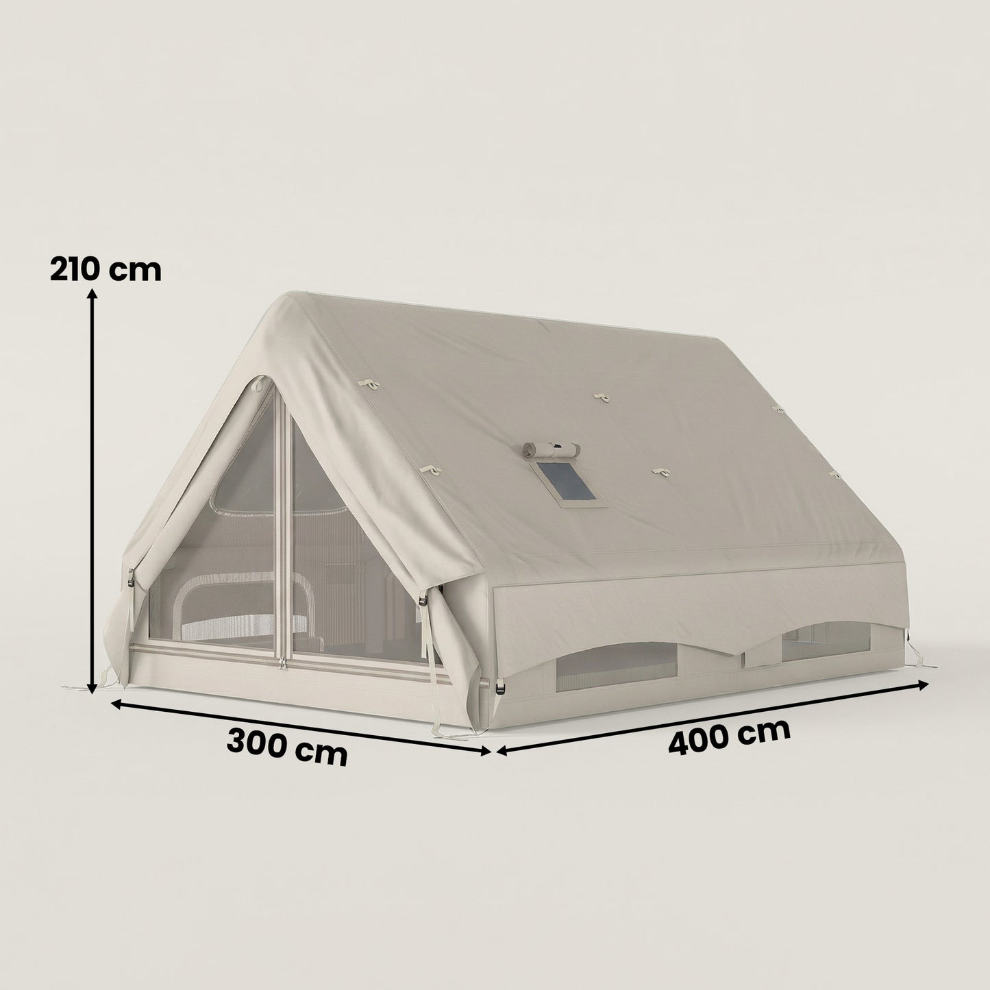 Outsunny Inflatable Camping Tent, 4 Season Hot Tent 10000mm Waterproof with Chimney Opening, Sky Light and Air Pump, Khaki
