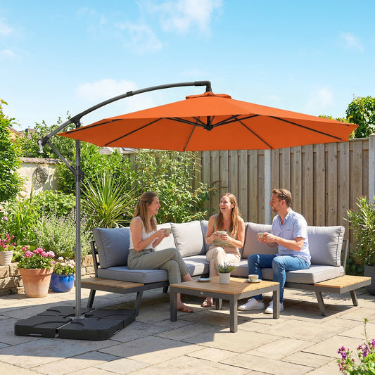 Outsunny 3m Overhanging Parasol in Orange, image 2