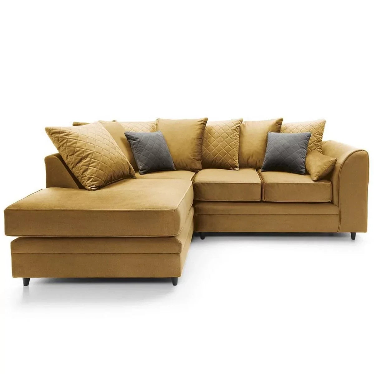 Bethan Velvet Corner Sofa - Left Arm Antique Gold