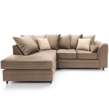 Bethan Velvet Corner Sofa - Right Arm Tan Brown