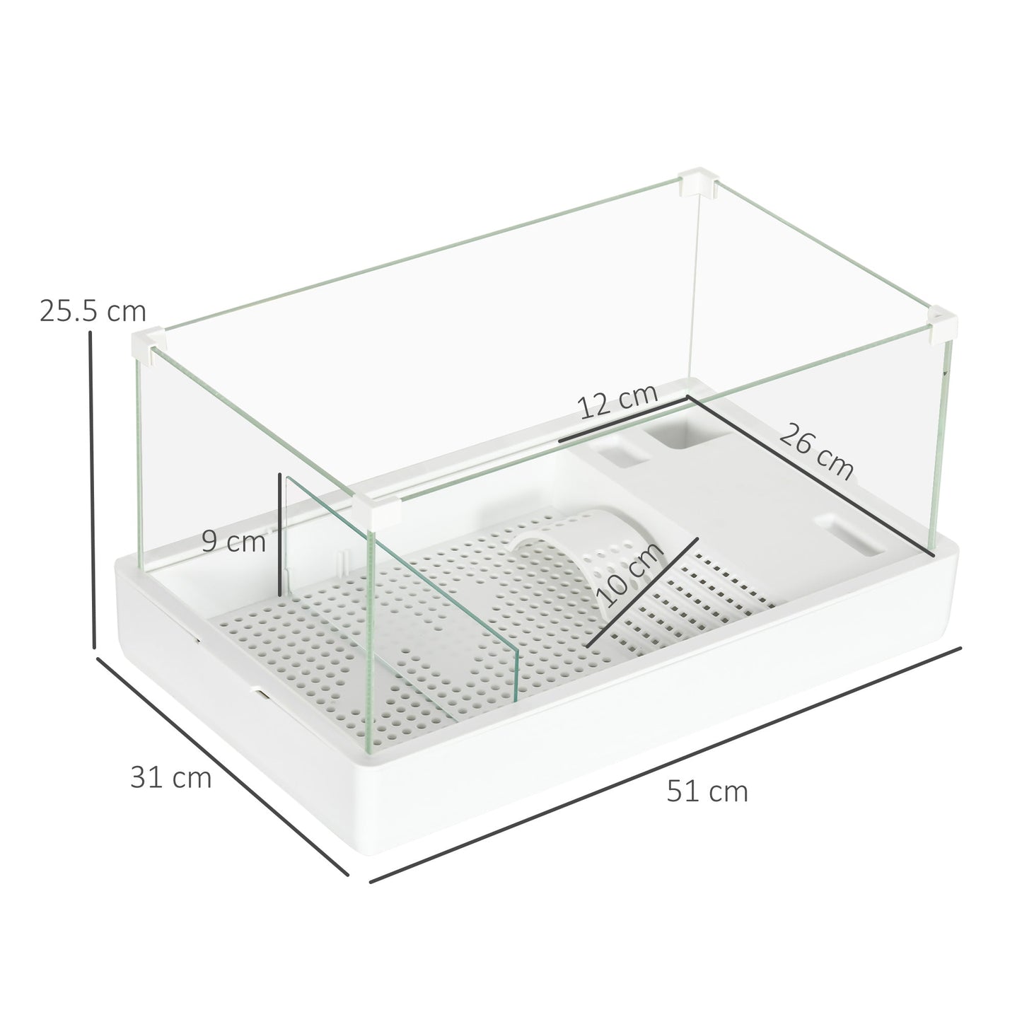 PawHut Turtle Tank, Aquarium Glass Tank w/ Basking Platform, Filter Layer