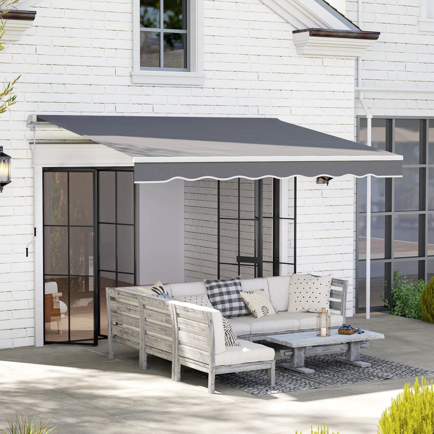 Outsunny 2 x 2.5m Manual Retractable Awning - Dark Grey