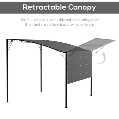 Outsunny 3 x 2.5 Patio Metal Gazebo Metal Frame Pergola with Extendable Canopy for Family Outdoor Shelter, Charcoal Grey