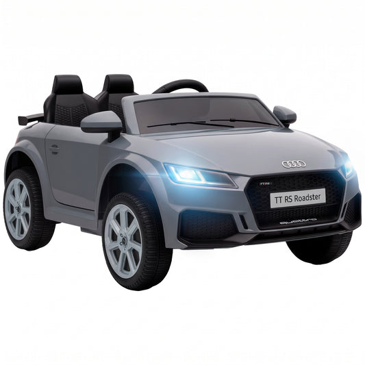 AIYAPLAY 12V Audi TT RS Licensed Electric Car, Electric Ride On Toy with Remote Control, Dual Motors, 4-Wheel Suspension, Grey