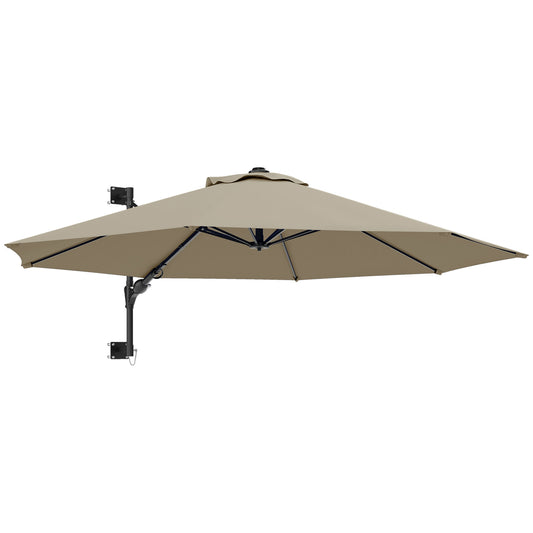 Outsunny 3(m) Parasol ścienny z uchwytem - khaki