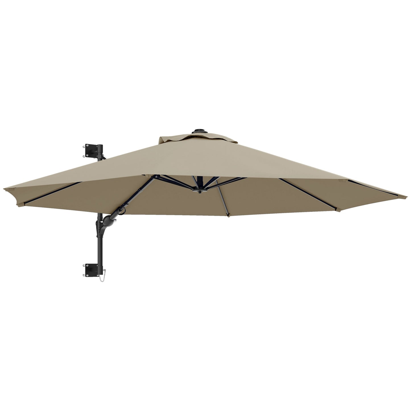 Outsunny 3(m) Wall-Mounted Parasol Shade, with Handle - Khaki