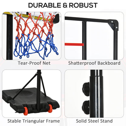 SPORTNOW Height Adjustable Basketball Hoop and Stand with Firm Backboard and Weighted Base, Portable on Wheels, Red