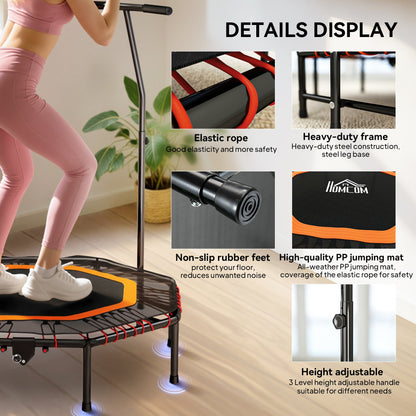 HOMCOM Fitness Trampoline, Bouncer with Adjustable Handle, Max Load 150 kg