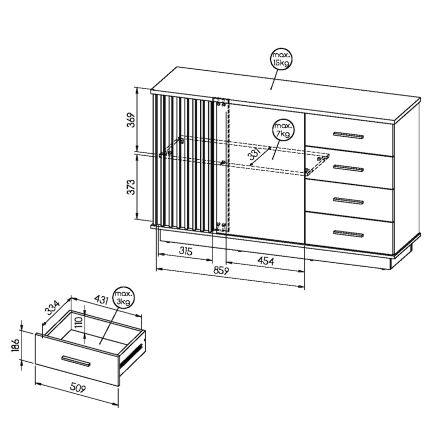 Lamelo LA6 Sideboard Cabinet 141cm