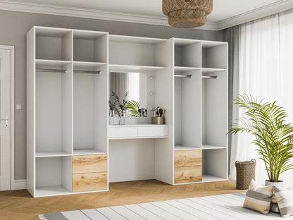 Wardrobe HARVEY 300 White / Natural Grand Oak + Dressing Table