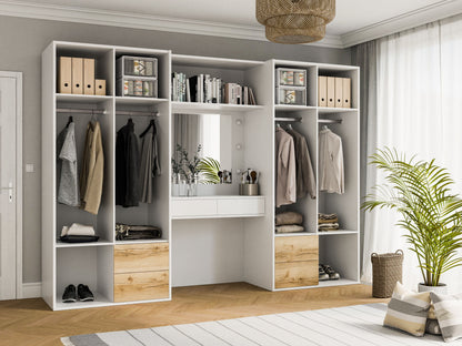 Wardrobe HARVEY 300 White / Natural Grand Oak + Dressing Table