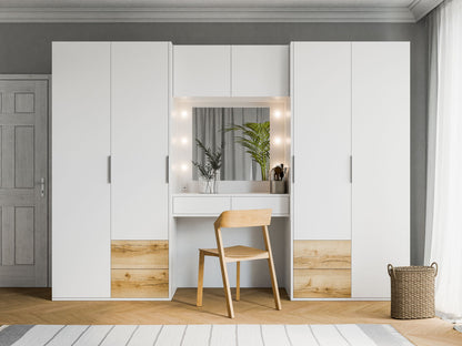 Wardrobe HARVEY 300 White / Natural Grand Oak + Dressing Table