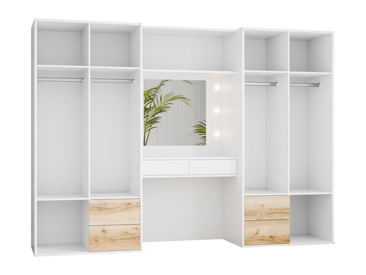 Wardrobe HARVEY 300 White / Natural Grand Oak + Dressing Table