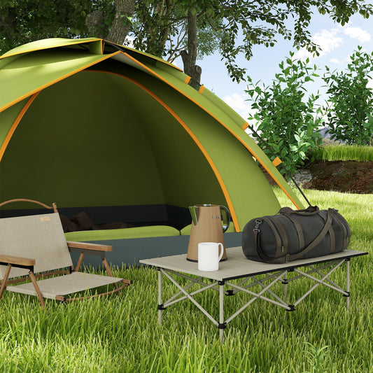 Outsunny Dwuosobowy przenośny aluminiowy stół z zwijanym blatem i torbą - Khaki