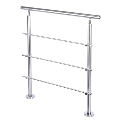 Silver Floor Mount Stainless Steel Handrail for Slopes and Stairs