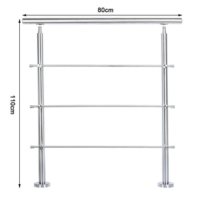 Silver Floor Mount Stainless Steel Handrail for Slopes and Stairs