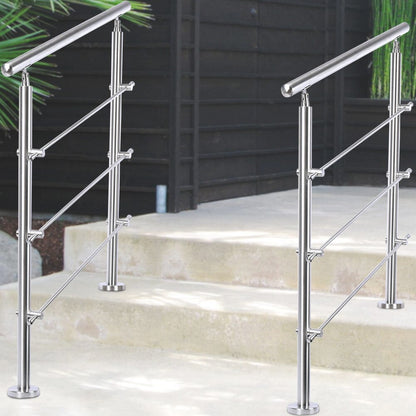 Silver Floor Mount Stainless Steel Handrail for Slopes and Stairs