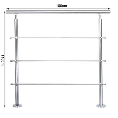 Silver Floor Mount Stainless Steel Handrail for Slopes and Stairs