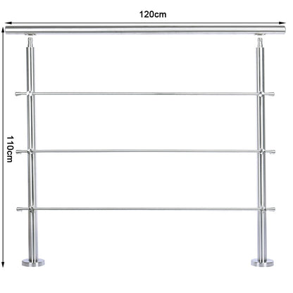 Silver Floor Mount Stainless Steel Handrail for Slopes and Stairs
