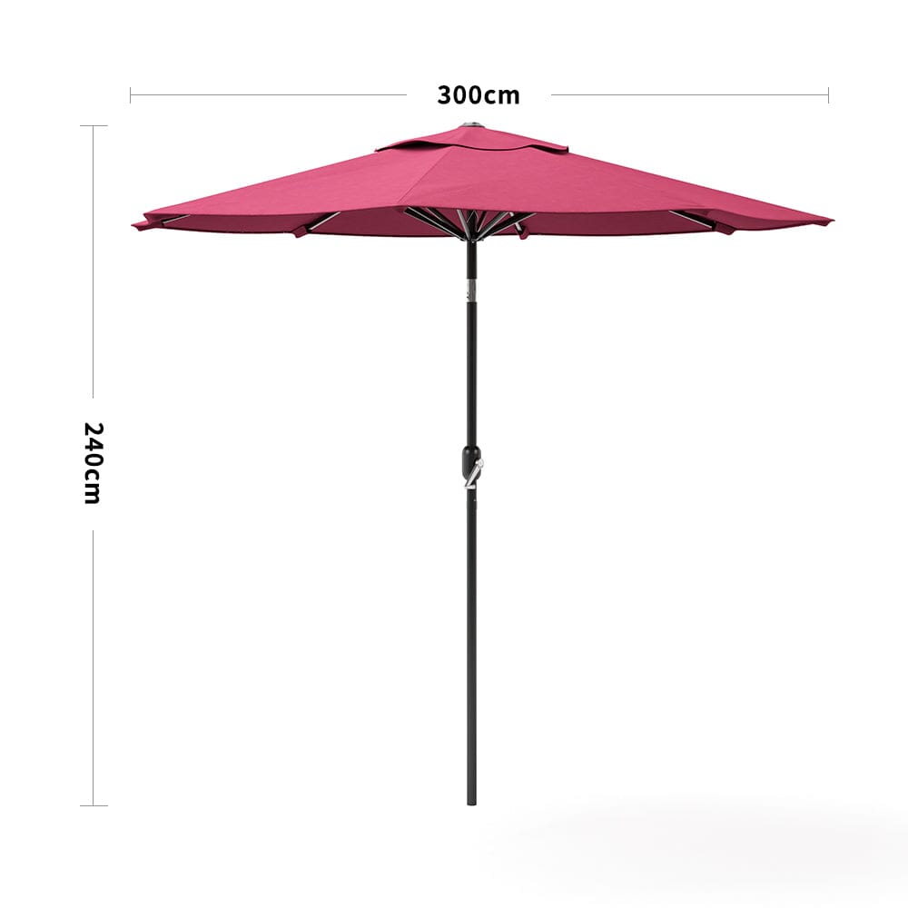 3M Backyard Sunshade Parasol Garden Tilt Umbrella with Crank