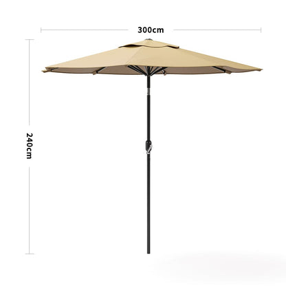 3M Backyard Sunshade Parasol Garden Tilt Umbrella with Crank