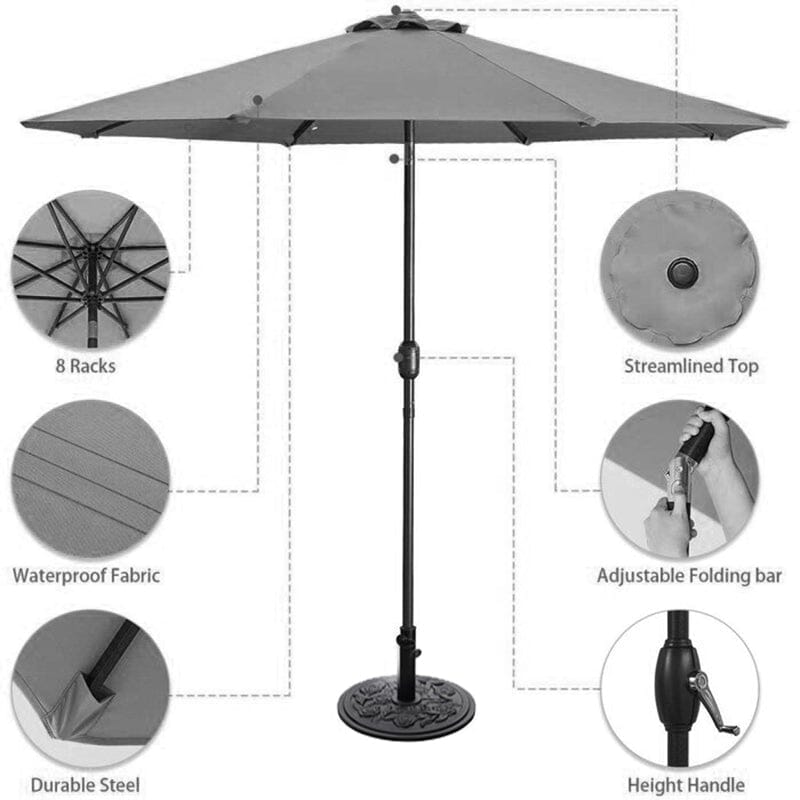 3M Backyard Sunshade Parasol Garden Tilt Umbrella with Crank