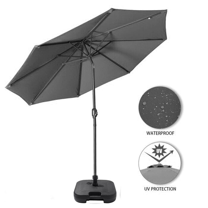 3M Backyard Sunshade Parasol Garden Tilt Umbrella with Crank