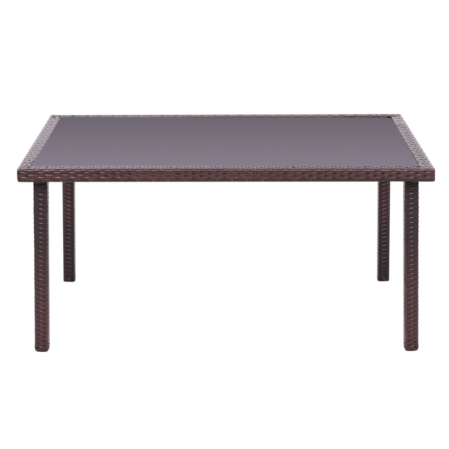 150cm Width Garden Dining Table Patio Outdoor Rectangle Table Black/Brown